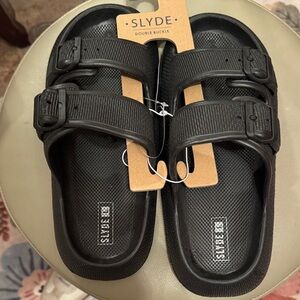 Black Double Buckle Sandals for Men